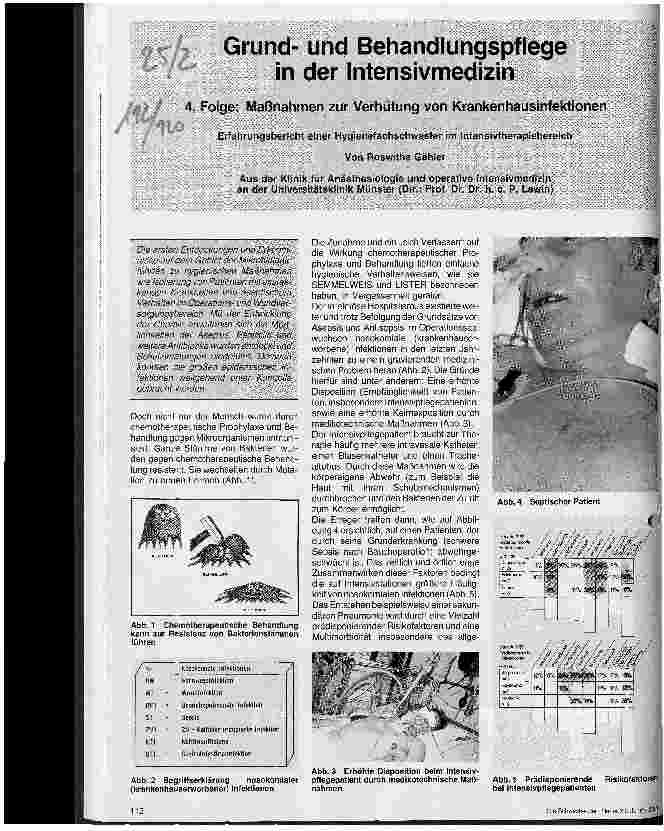 Vorschauseite 1: Grund -und Behandlungspflege in der Intensivmedizin Maßnahmen zur Verhütung von Krankenhausinfektionen (4.Folge)
