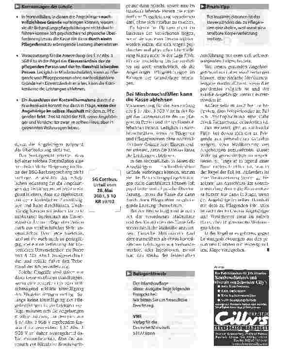 Vorschauseite 2: Der zu Pflegende muss einwilligenRechtsprechung: Kasse darf bei Injektionen nicht auf Angehörige verweisen