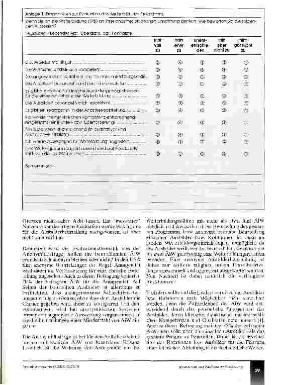 Vorschauseite 5: Beurteilung der Facharztweiterbildung durch Ärzte in Weiterbildung anhand eines validierten Fragebogens