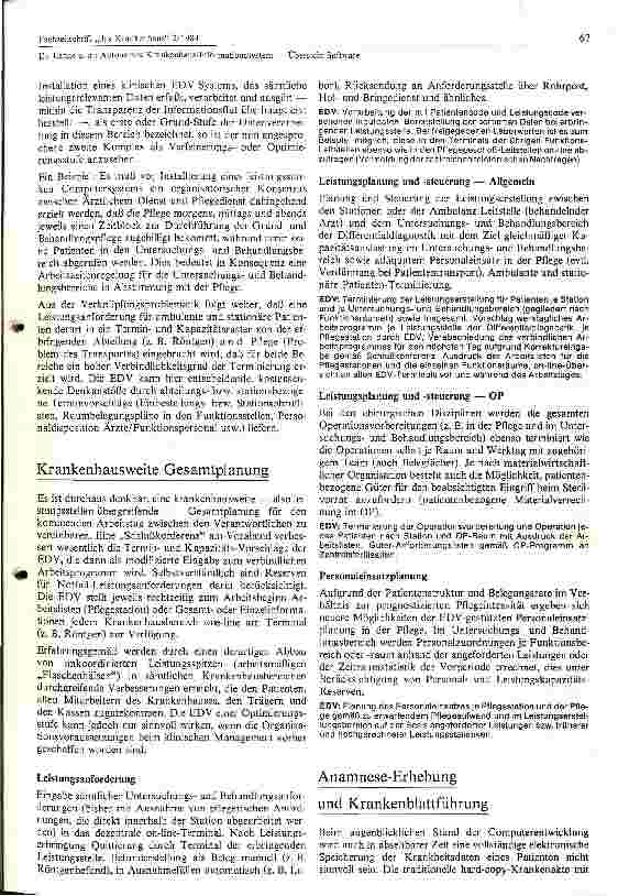 Vorschauseite 2: Autonomes Krankenhaus - Informationssystem Übersicht Software Teil II