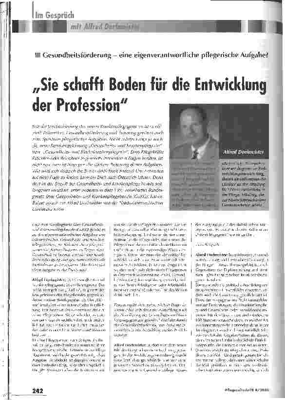 Vorschauseite 1: Sie schafft Boden für die Entwicklung der Profession