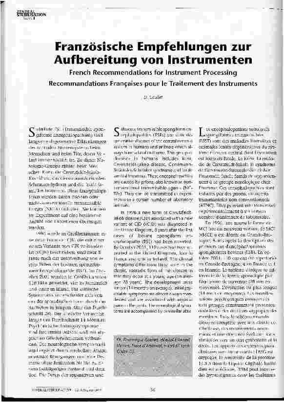 Vorschauseite 1: Französische Empfehlungen zur Aufbereitung von Instrumenten