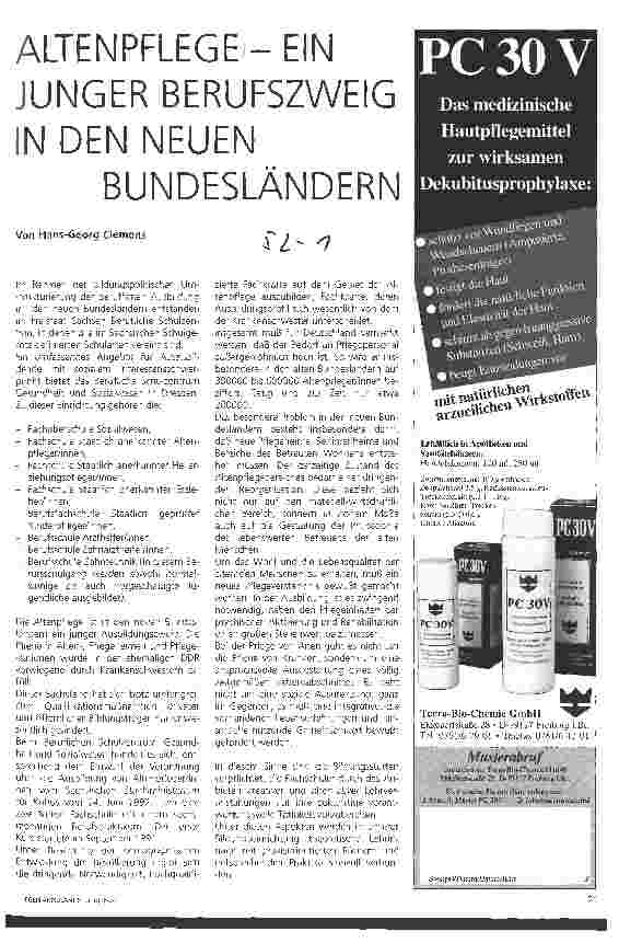 Vorschauseite 1: Altenpflege - junger Berufszweig in den neuen Bundesländern