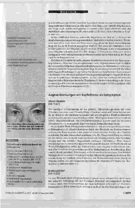 Vorschauseite 2: Zertifizierte Medizinische Fortbildung. Kopfschmerz und Auge
