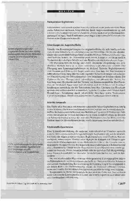 Vorschauseite 4: Zertifizierte Medizinische Fortbildung. Kopfschmerz und Auge