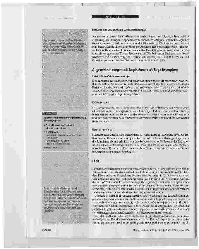 Vorschauseite 5: Zertifizierte Medizinische Fortbildung. Kopfschmerz und Auge