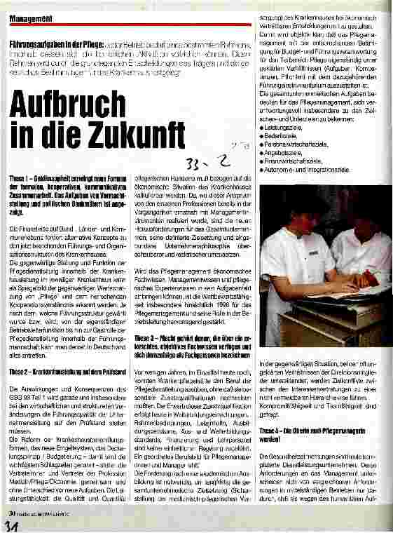 Vorschauseite 1: Aufbruch in die Zukunft Führungsaufgaben in der Pflege