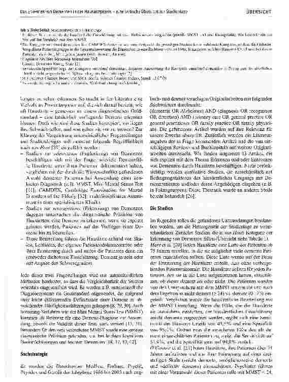 Vorschauseite 3: Das Erkennen von Demenzen in der Hausarztpraxis - eine kritische Übersicht zur Studienlage