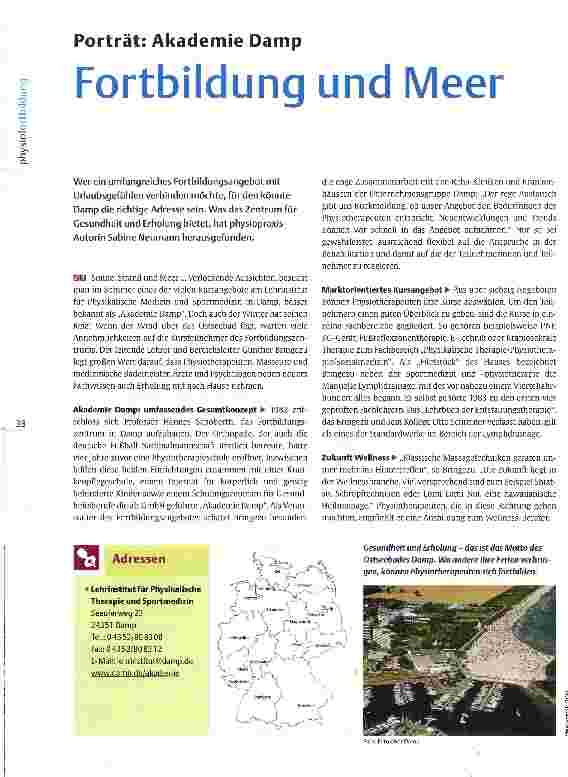 Vorschauseite 1: Porträt: Akademie Damp Fortbildung und Meer