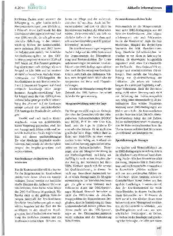 Vorschauseite 2: G-DRG-System und Qualität im Fokus