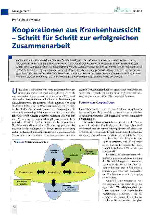 Vorschauseite 1: Kooperationen aus Krankenhaussicht - Schritt für Schritt zur erfolgreichen Zusammenarbeit