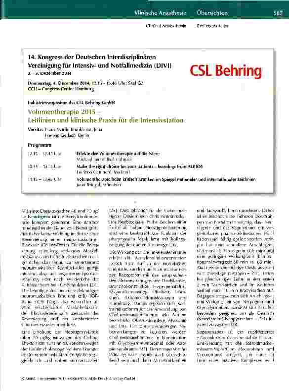 Vorschauseite 3: Konzepte zur Vermeidung von neuromuskulären Restblockaden nach Gabe nicht depolarisierender Muskelrelaxanzien