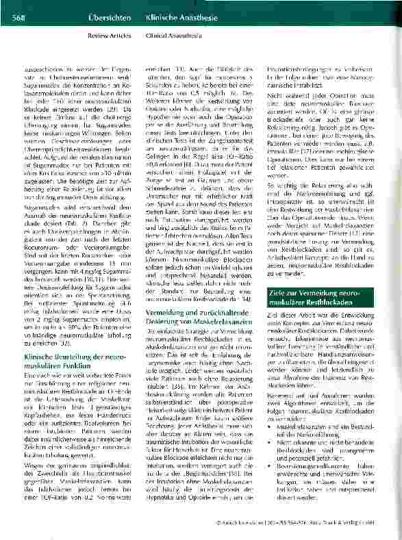 Vorschauseite 4: Konzepte zur Vermeidung von neuromuskulären Restblockaden nach Gabe nicht depolarisierender Muskelrelaxanzien
