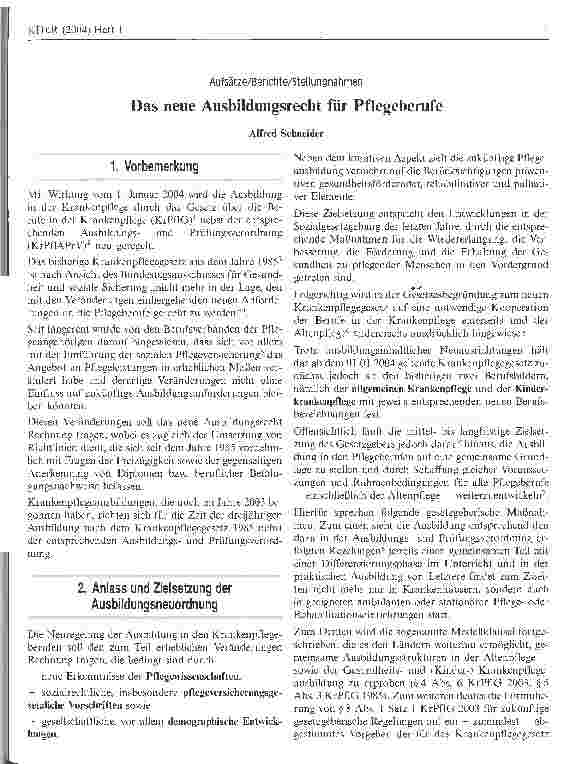 Vorschauseite 1: Das neue Ausbildungsrecht für Pflegeberufe