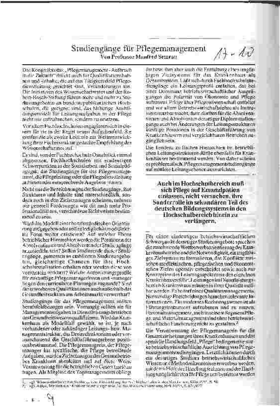 Vorschauseite 1: Studiengänge für Pflegemanagement