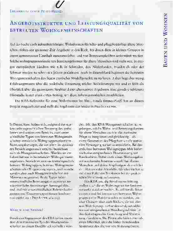 Vorschauseite 1: ANGEBOTSSTRUKTUR UND LEISTUNGSQUALITÄT VON BETREUTEN WOHNGEMEINSCHAFTENERGEBNISSE EINER PILOTSTUDIE
