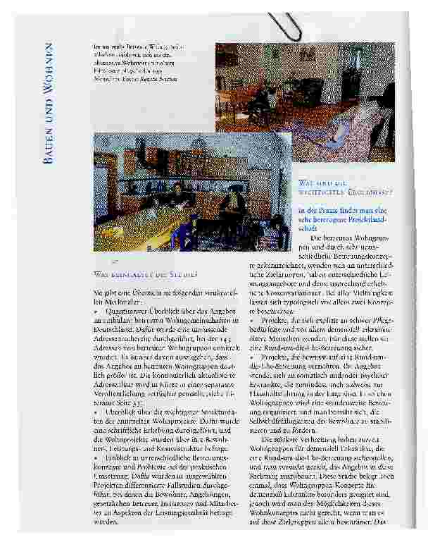 Vorschauseite 2: ANGEBOTSSTRUKTUR UND LEISTUNGSQUALITÄT VON BETREUTEN WOHNGEMEINSCHAFTENERGEBNISSE EINER PILOTSTUDIE