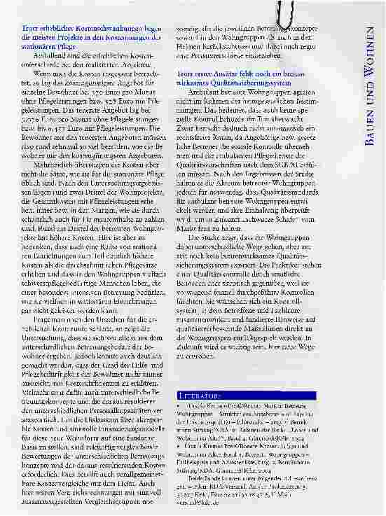 Vorschauseite 5: ANGEBOTSSTRUKTUR UND LEISTUNGSQUALITÄT VON BETREUTEN WOHNGEMEINSCHAFTENERGEBNISSE EINER PILOTSTUDIE