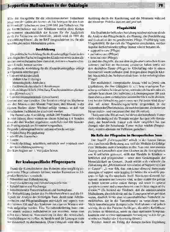 Vorschauseite 3: Pflegerische Fachweiterbildung in der Onkologie
