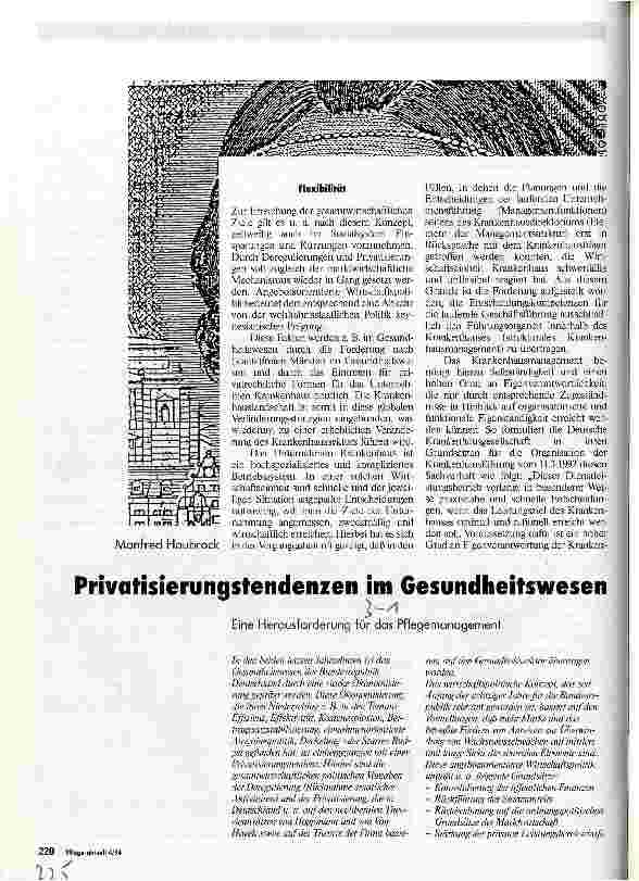 Vorschauseite 1: Privatisierungstendenzen im Gesundheitswesen Eine Herausforderung für das Pflegemanagement