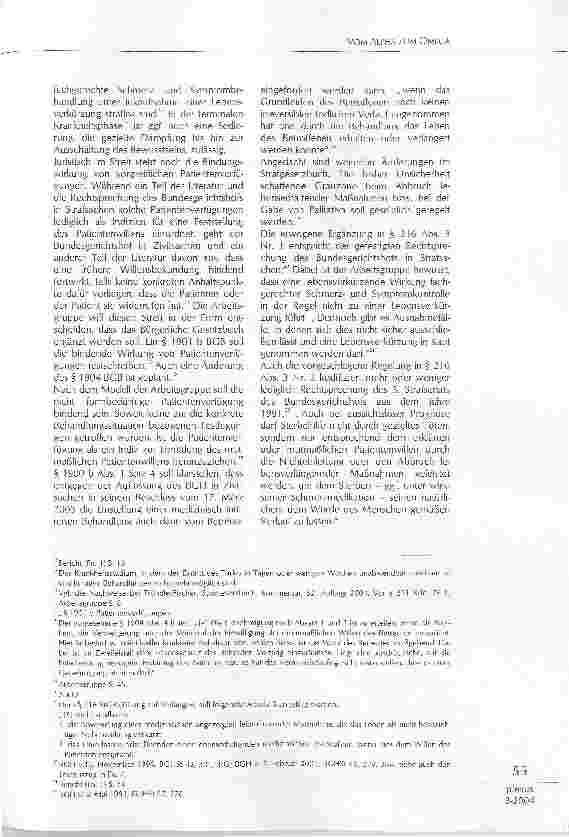 Vorschauseite 4: VOM ALPHA ZUM OMEGA MÖGLICHKEITEN UND GRENZEN ÄRZTLICHER BEHANDLUNG VON PATIENTEN IM ENDSTADIUM CHRONISCHER ERKRANKUNGENAUS DER SICHT DES JURISTEN