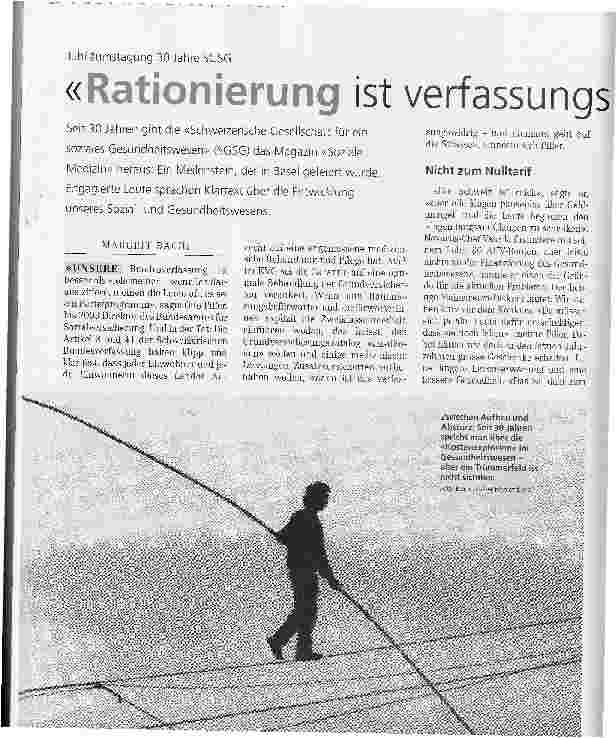 Vorschauseite 1: Rationierung ist verfassungswidrig. Jubiläumstagung 30 Jahre SGSG