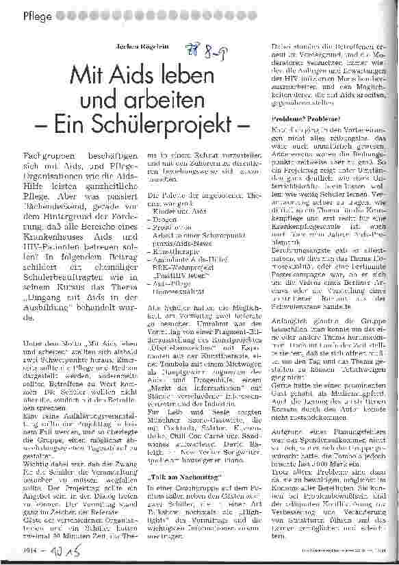 Vorschauseite 1: Mit AIDS leben und arbeiten - Ein Schülerprojekt