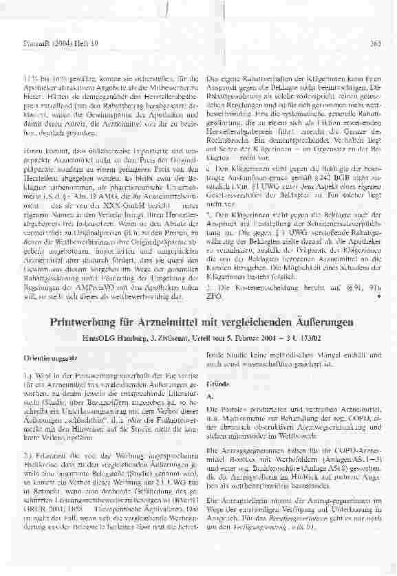 Vorschauseite 6: Zur Publikation der Rechtsanwältin Dr. Melanie Arndt:Im Nachzulassungsverfahren befindliche Johanniskraut-Produktedürfen nicht die nach den neuen AMR erststattungsfähige Indikatio…