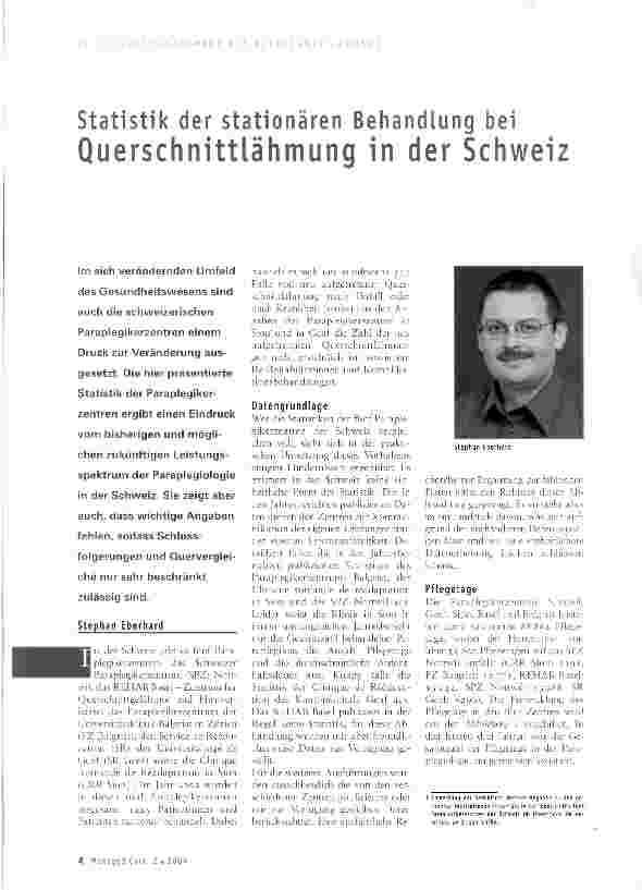 Vorschauseite 1: Statistik der stationären Behandlung bei Querschnittlähmung in der Schweiz