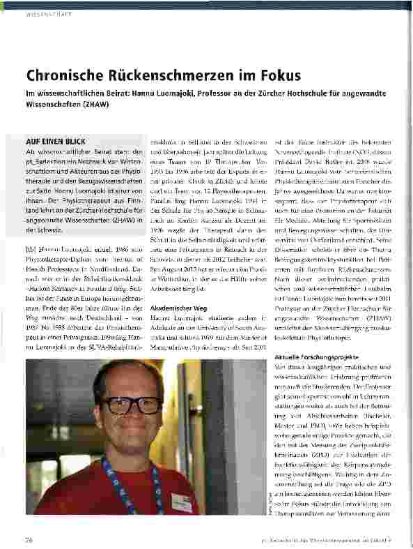 Vorschauseite 1: Chronische Rückenschmerzen im Fokus