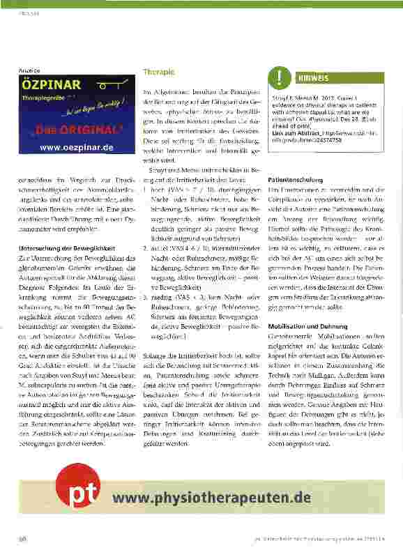 Vorschauseite 3: Physiotherapie bei adhäsiver Kapsulitis