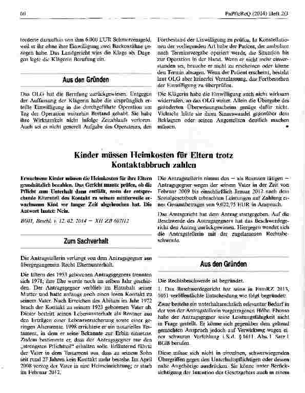 Vorschauseite 1: Kinder müssen Heimkosten für Eltern trotz Kontaktabbruch zahlen