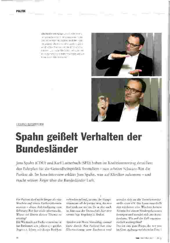 Vorschauseite 1: Spahn geißelt Verhalten der Bundesländer