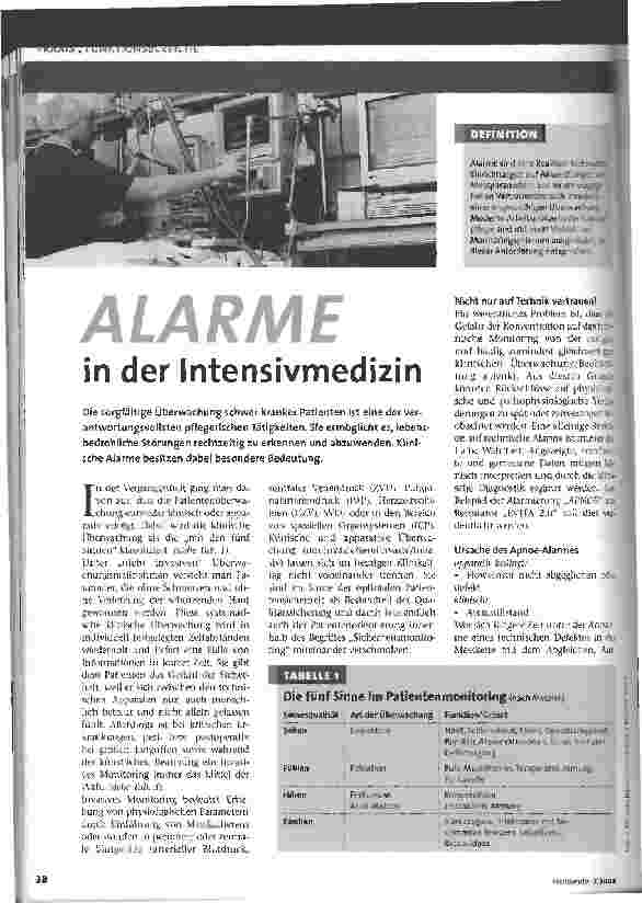 Vorschauseite 1: ALARME in der Intensivmedizin