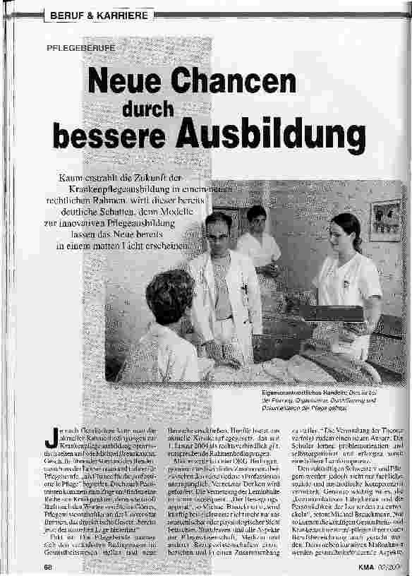 Vorschauseite 1: Neue Chancen durch bessere Ausbildung Pflegeberufe