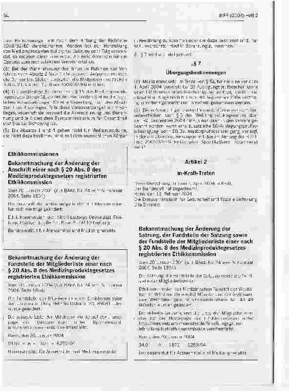 Vorschauseite 2: Medizinprodukte-VerordnungVerordnung zur Änderung der Verordnung über Medizinprodukte