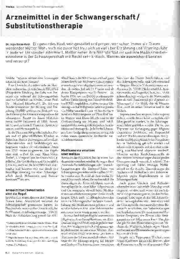 Vorschauseite 1: Arzneimittel in der Schwangerschaft/ Substitutionstherapie