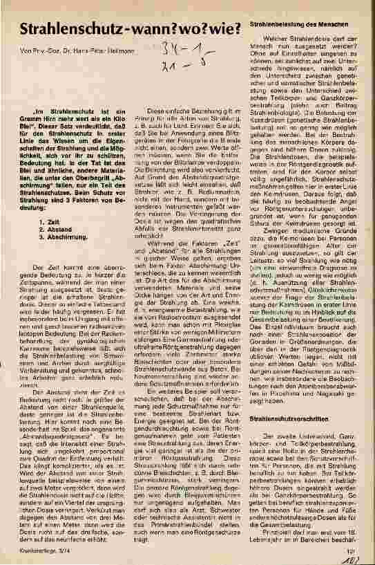 Vorschauseite 1: Strahlenschutz - wann? wo? wie?