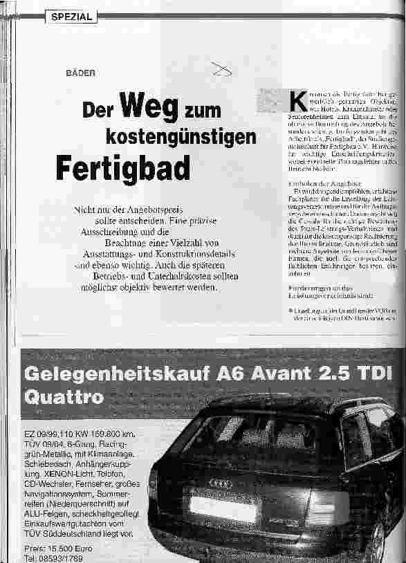 Vorschauseite 1: Bäder: Der Weg zum kostengünstigen Fertigbad