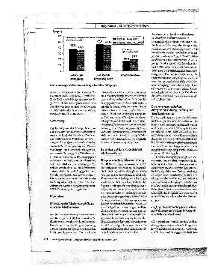 Vorschauseite 4: Evaluation der Tabaksteuererhöhung vom 1. Januar 2003