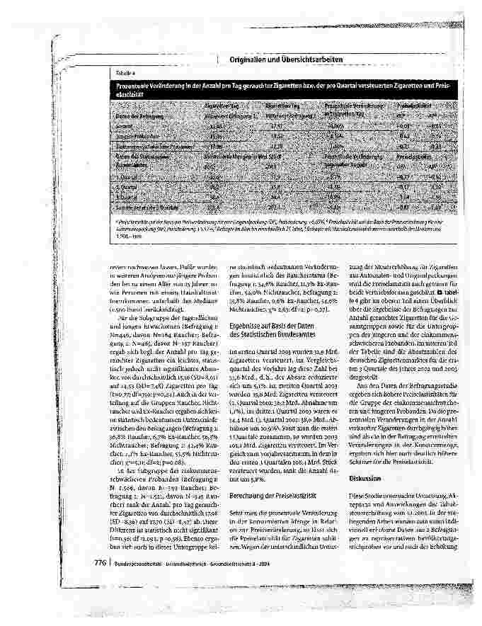 Vorschauseite 6: Evaluation der Tabaksteuererhöhung vom 1. Januar 2003