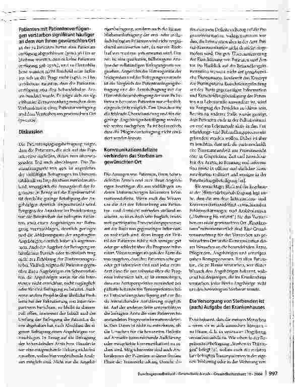 Vorschauseite 6: Patienten als Partner in der letzten LebensphaseErste Ergebnisse und Perspektiven eines Modellvorhabens