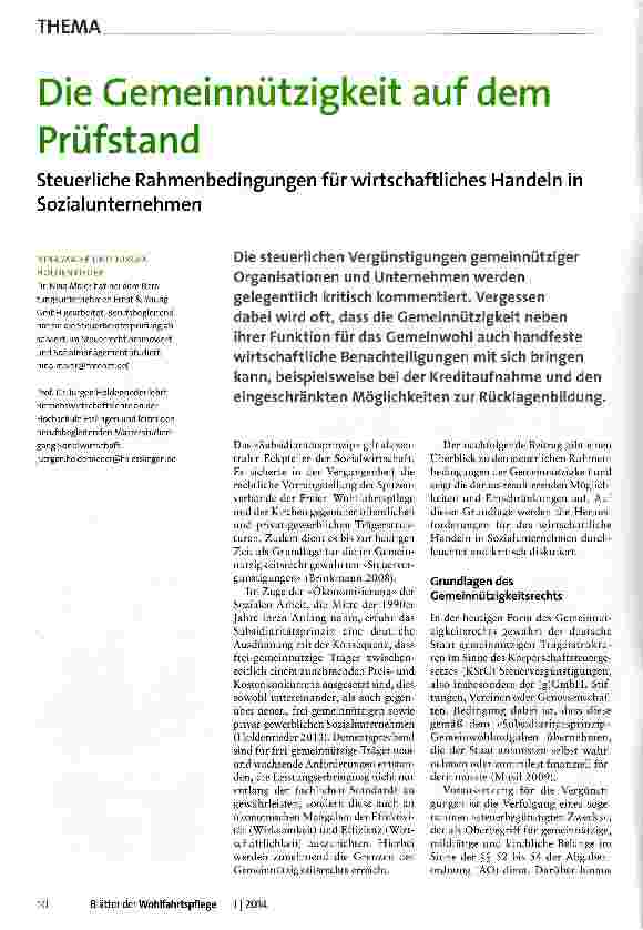 Vorschauseite 1: Die Gemeinnützigkeit auf dem Prüf stand
