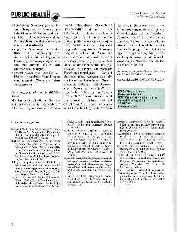 Vorschauseite 3: Sozioökonomischer Status und psychische Gesundheit