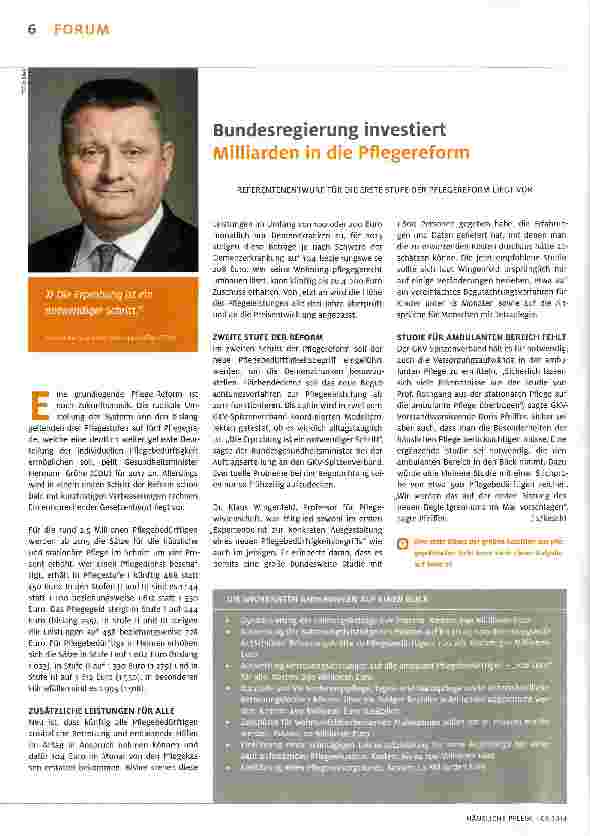 Vorschauseite 1: Bundesregierung investiert Milliarden in die Pflegereform