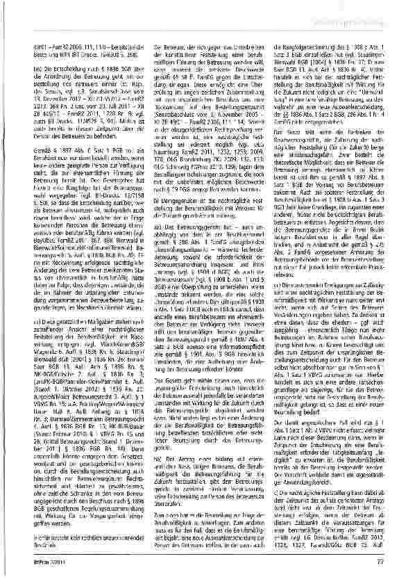 Vorschauseite 2: Zur Berufsmäßigkeit der Betreuung § 1836 Abs. 1 BGB; § 286 Abs. 1 Nr. 4 FamFG;§ 1 Abs. 1 Satz 1 VBVG
