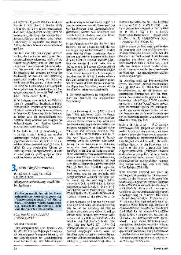 Vorschauseite 3: Zur Berufsmäßigkeit der Betreuung § 1836 Abs. 1 BGB; § 286 Abs. 1 Nr. 4 FamFG;§ 1 Abs. 1 Satz 1 VBVG