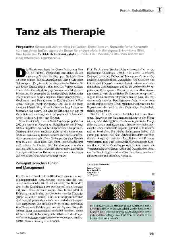 Vorschauseite 1: Tanz als Therapie