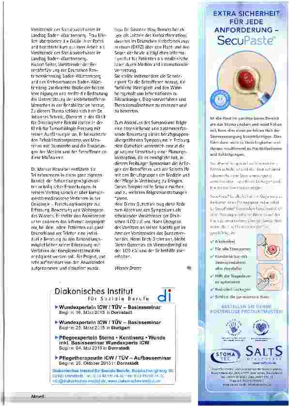 Vorschauseite 4: Auf der Suche nach dem, was trägt und Hoffnung gibt: Neue Aspekte in der Versorgung von Menschen mit Darmkrebs und Stoma