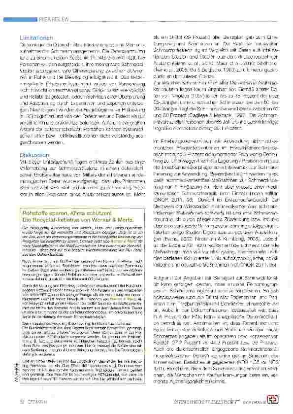 Vorschauseite 5: Pflegebezogene Prävalenzerhebung zum Phänomen Schmerz